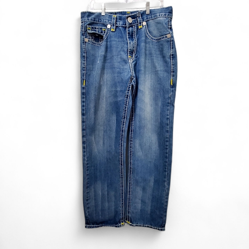 True Religion Men's Ricky Super-T Straight Leg Jeans sz 34 Blue - Picture 2 of 11